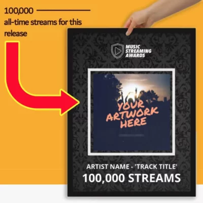 Order custom framed music streaming awards / plaques for music streams at musicstreamingawards.com