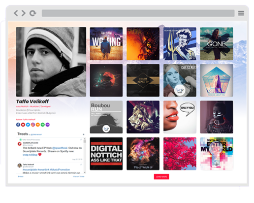 Example of a Soundplate Clicks Artist Page