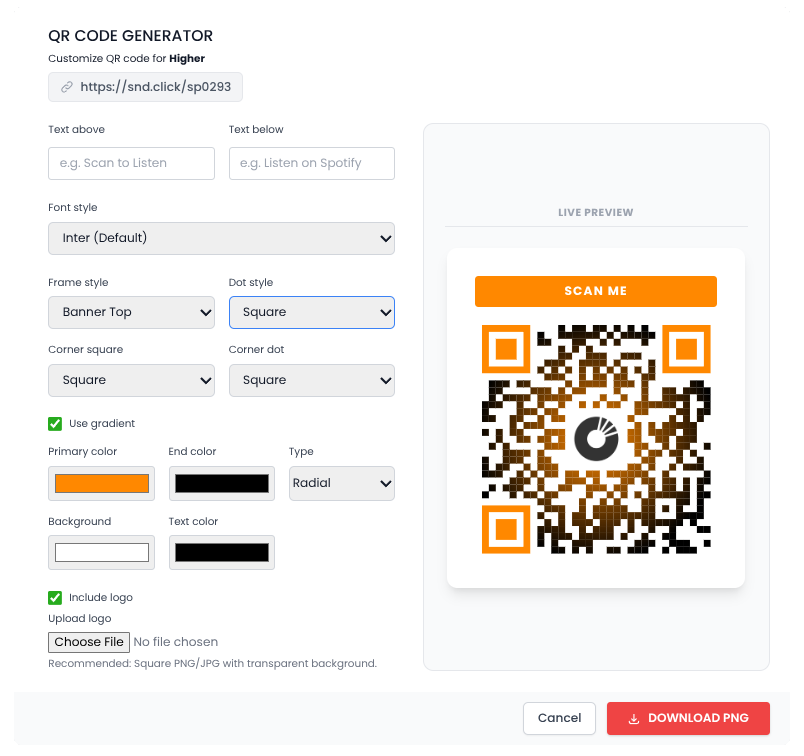 Custom Music QR Code Generator